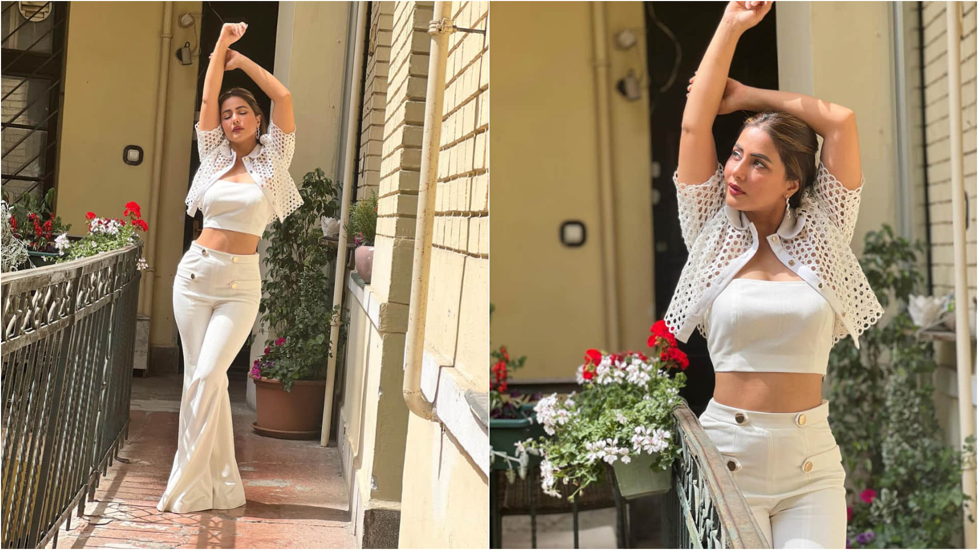 TV Actress Hina Khan's Glamorous Look in White Bell Bottom Dress Photo Shared on Social Media News in Hindi