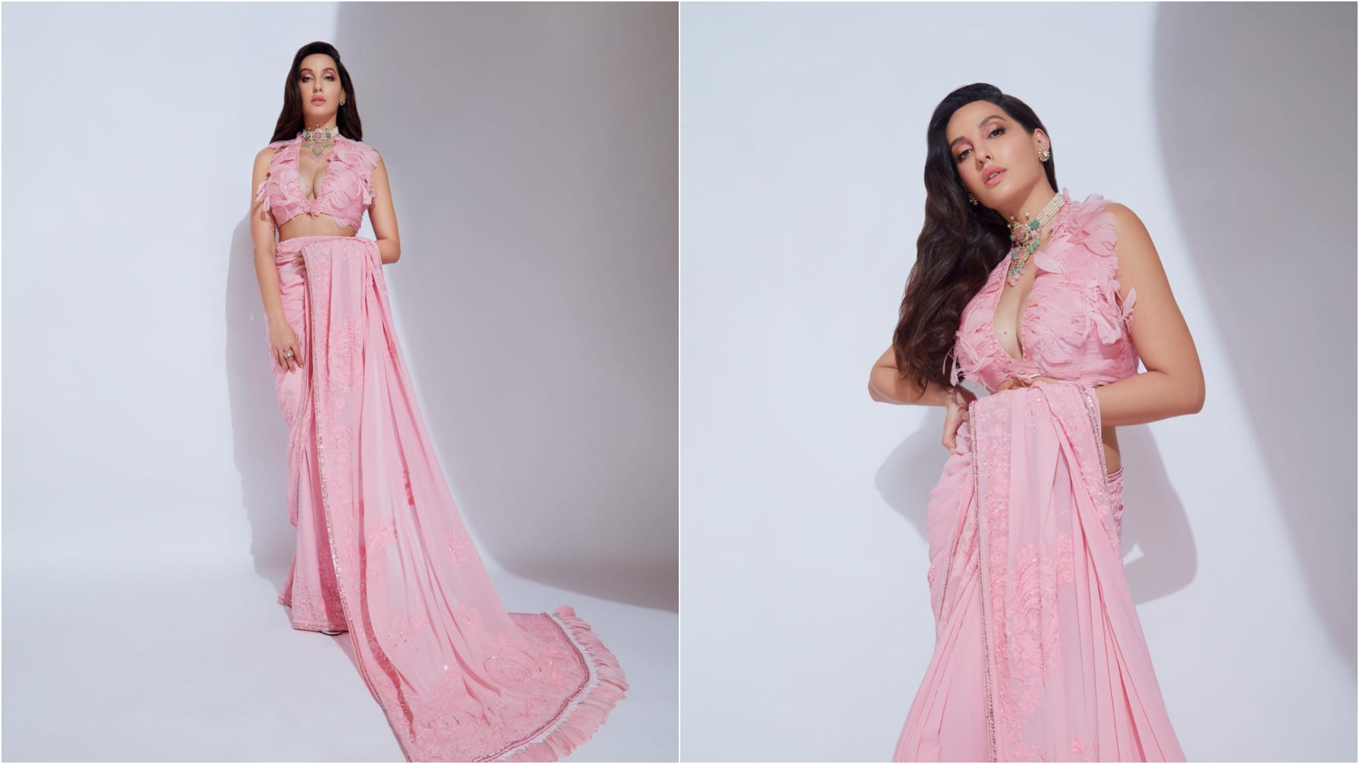 Fashion Tips  Wear Heavy Embroidery Blouse With Plain Saree Like Bollywood Actress See Photos