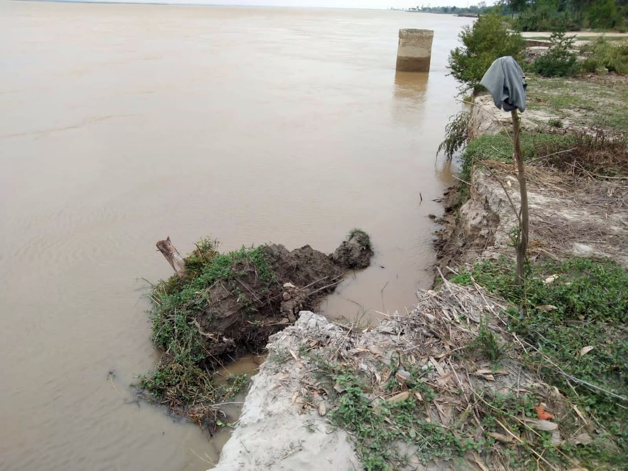 Two houses washed away due to intensification of erosion