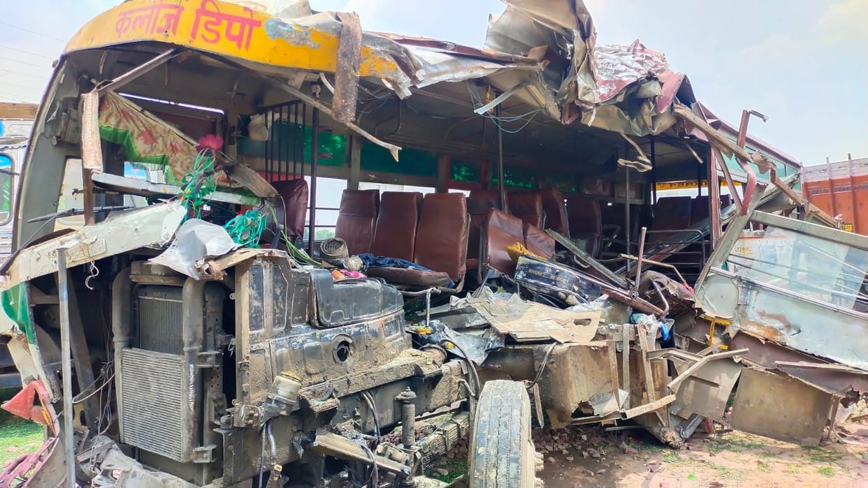 The bus was running at a speed of 80, the driver could not handle it