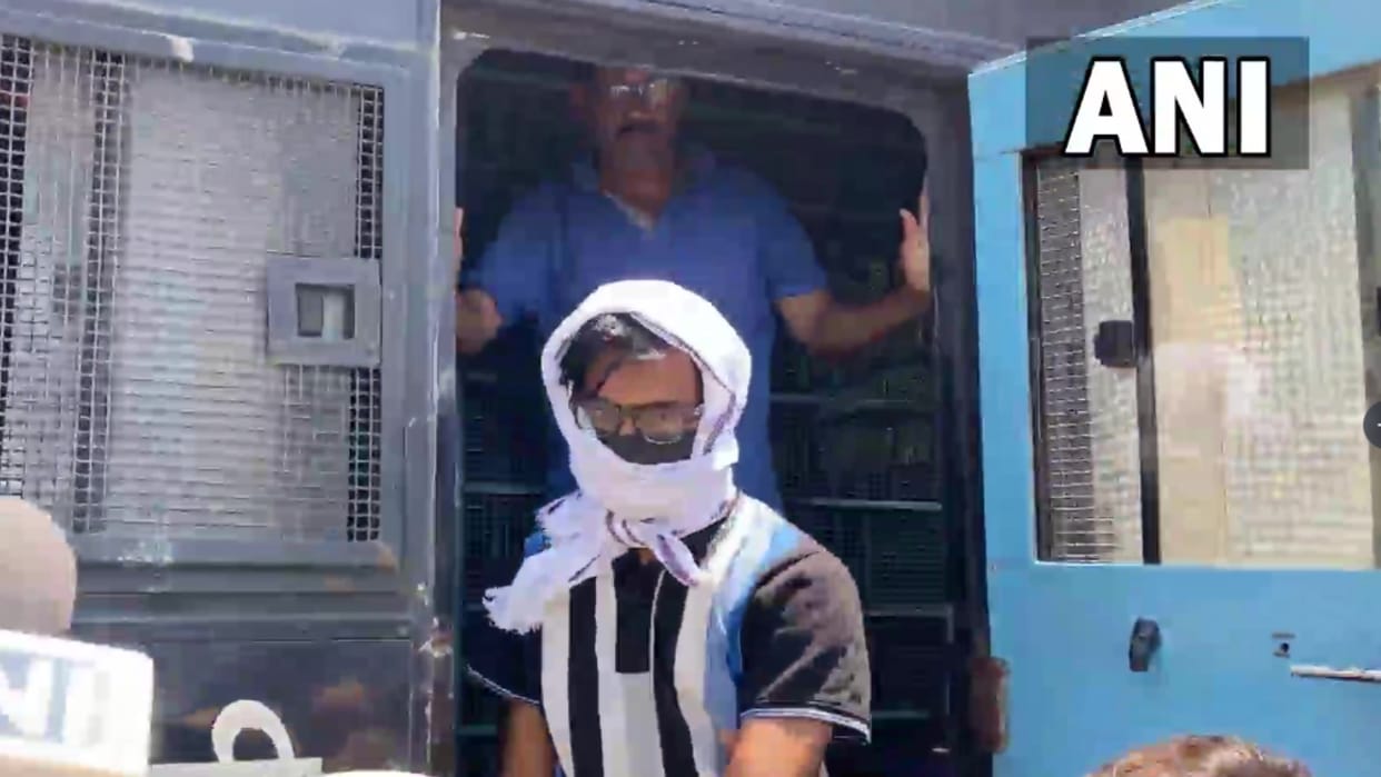 Mohd Zubair produced at a Sitapur court in connection with a case against him.