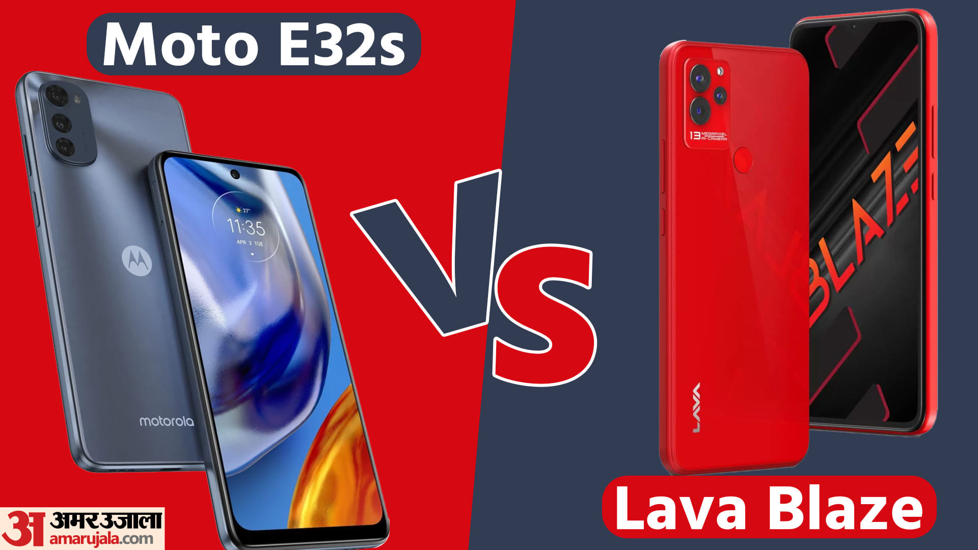 Moto E32s vs Lava Blaze which phone is best under rs 10000 price specifications battery camera
