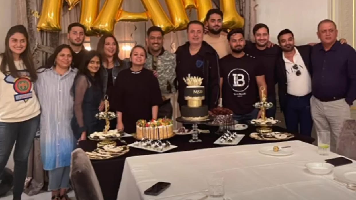 MS Dhoni celebrates birthday with sakshi and friends in england Rishabh pant also joined