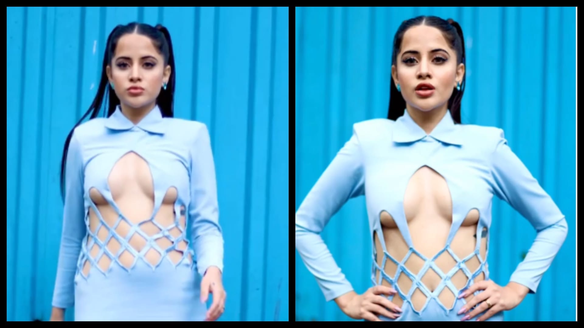 Urfi Javed did catwalk in blue thigh high slit dress, video goes viral on social media