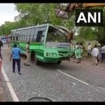 bus rammed into lorry in Chengalpattu