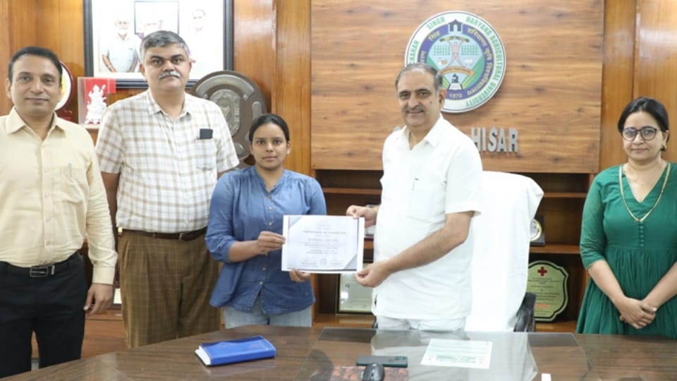 Student of Haryana Agricultural University Nisha Solanki becomes Haryana first certified drone pilot
