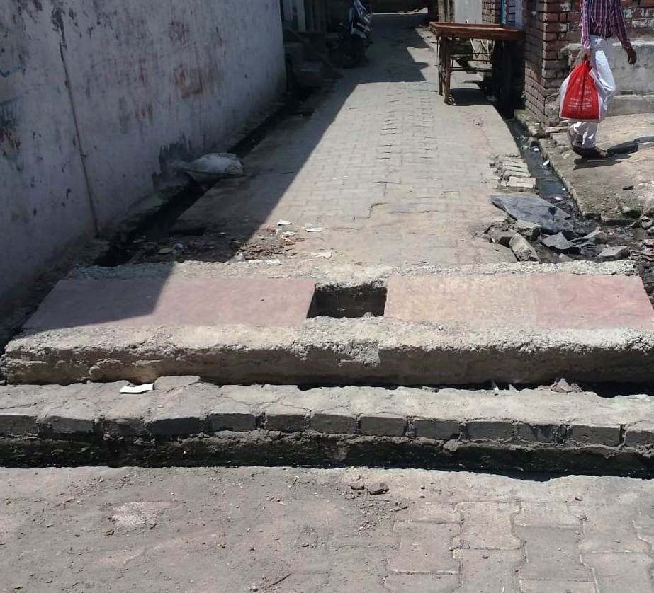 By making roads and drains, the municipality forgot to make culverts of contact roads