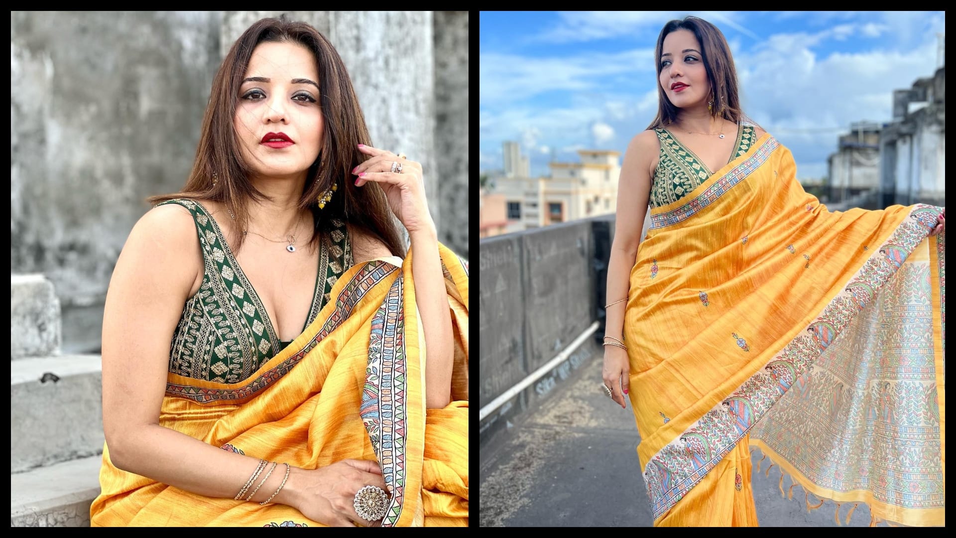 Photos Of The Day Monalisa hot avatar in a deep neck blouse and Nora killer looks palak tiwari lisa hydon read todays  celebrity update