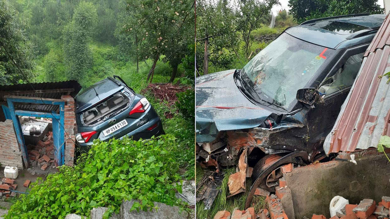 Shimla Accident Car falls into 100 meters deep gorge