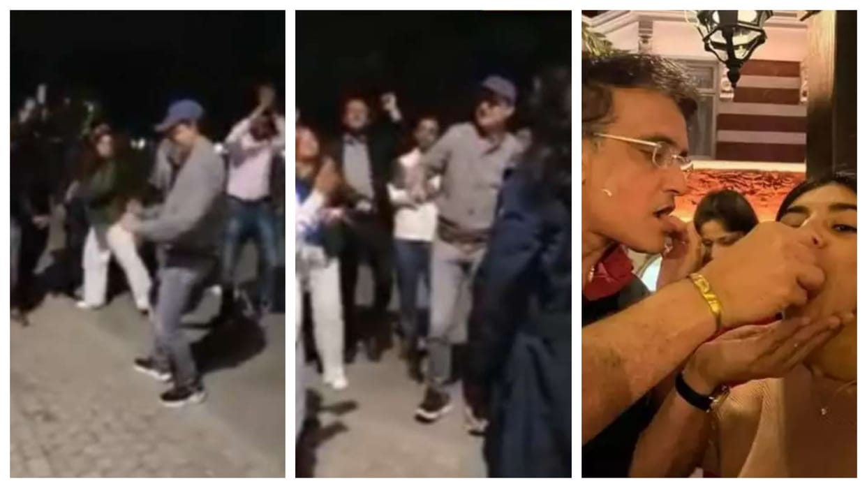 Sourav Ganguly dance Video bcci president Sourav Ganguly danced with daughter sana and wife dona in London watch