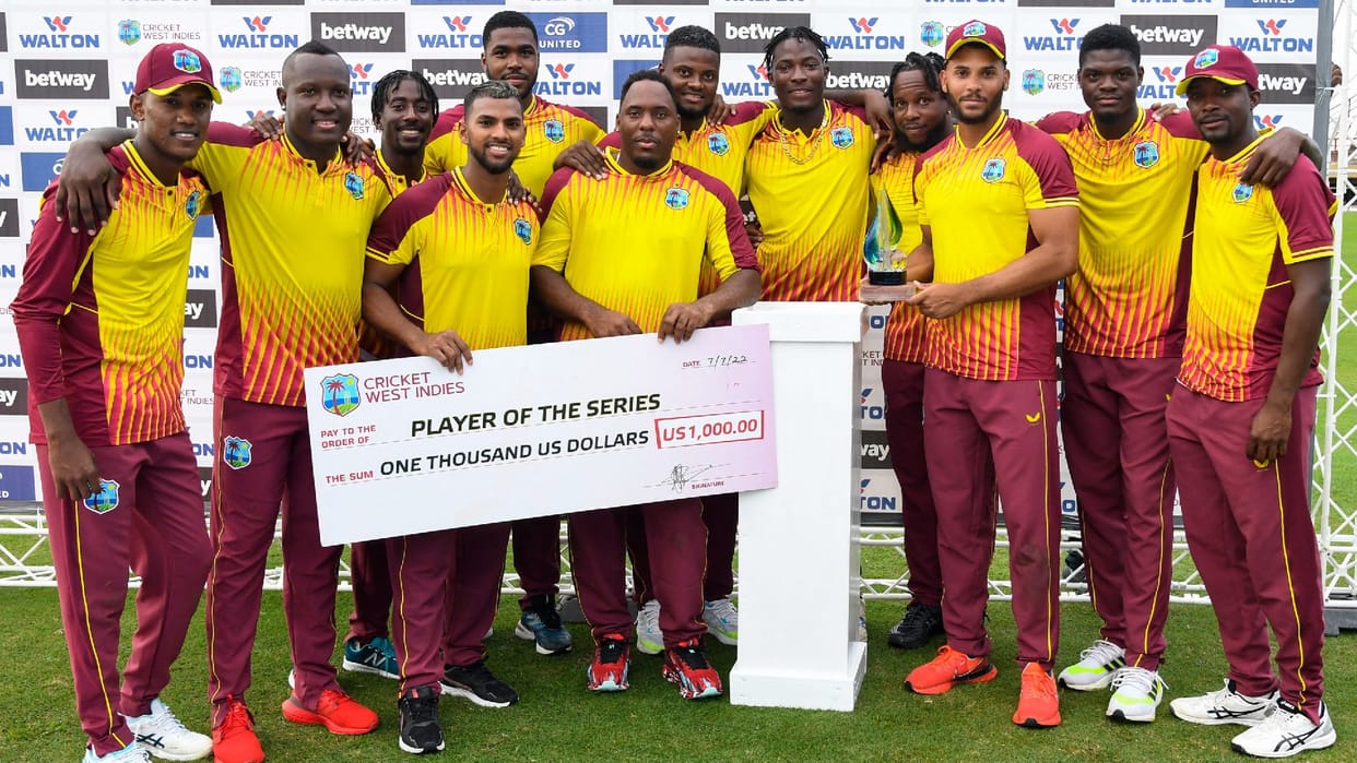 WI vs BAN West Indies beat Bangladesh by five wickets in the third match to win T20I series by 3-0 Nicholas Pooran hits half century
