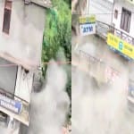 चौपाल में भरभराकर गिरा चार मंजिला भवन।