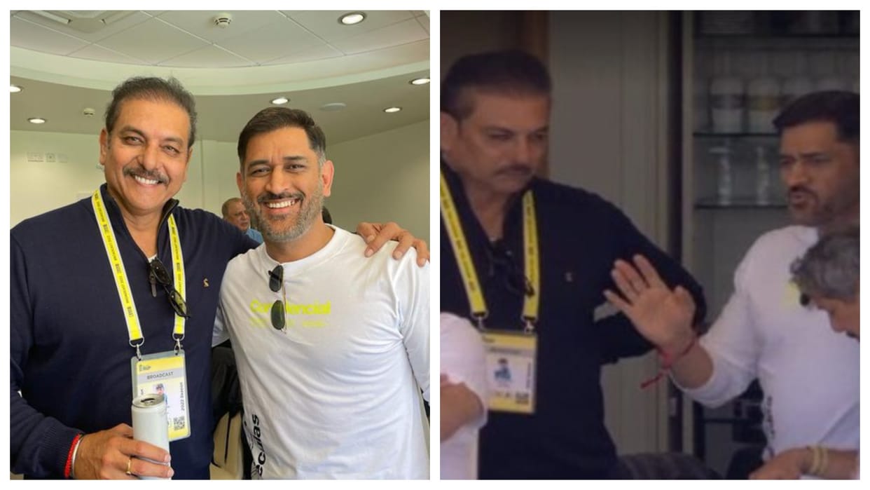 IND vs ENG Video MS Dhoni arrived to watch India vs England 3rd T20I match Chat with Ravi Shastri watch