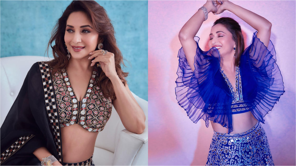 iconic blouse design from madhuri dixit closet must try women in this festive season