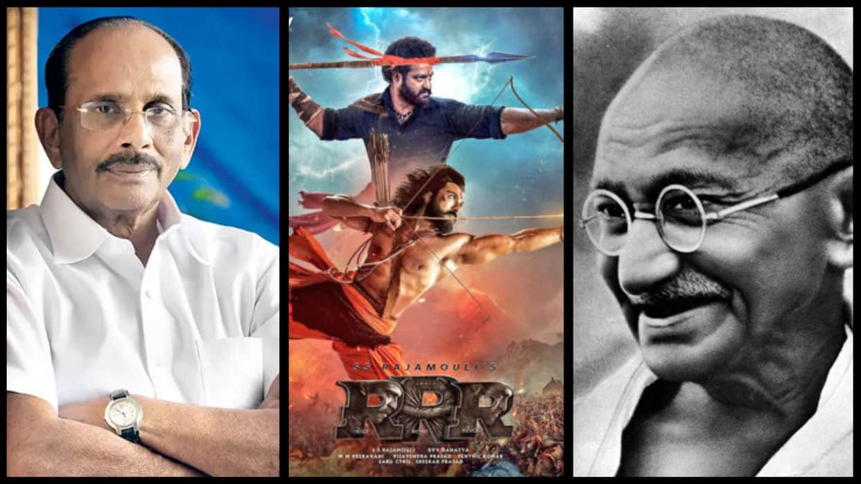 RRR Writer Vijayendra Prasad Talked About Mahatma Gandhi Jawaharlal Nehru image in song sholay in viral interview