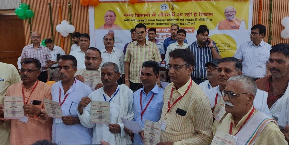 Share certificate given to farmers