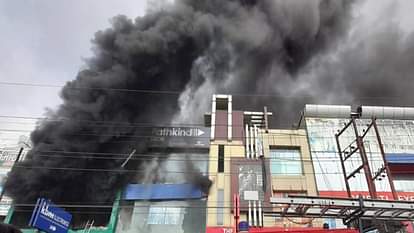 The heavy fire broke out in a Electronics showroom at Bachha Park in Meerut see photos