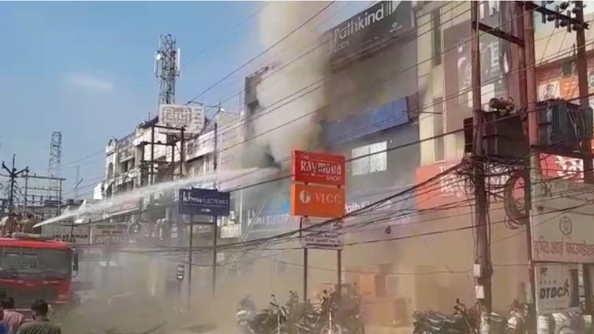 The heavy fire broke out in a Electronics showroom at Bachha Park in Meerut see photos