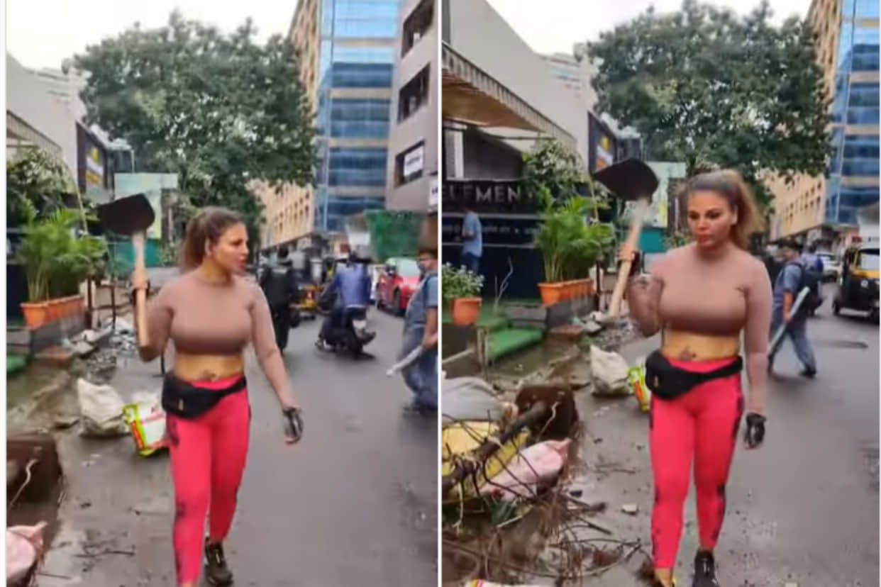 Rakhi Sawant trolled for Sweeping on road see viral Video here