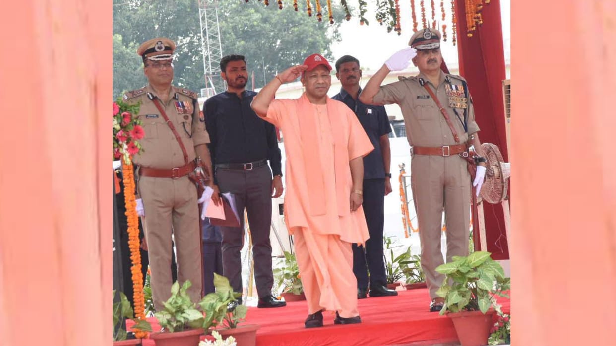 CM Yogi Adityanath in police line in dikshant samaroh parade in Lucknow.