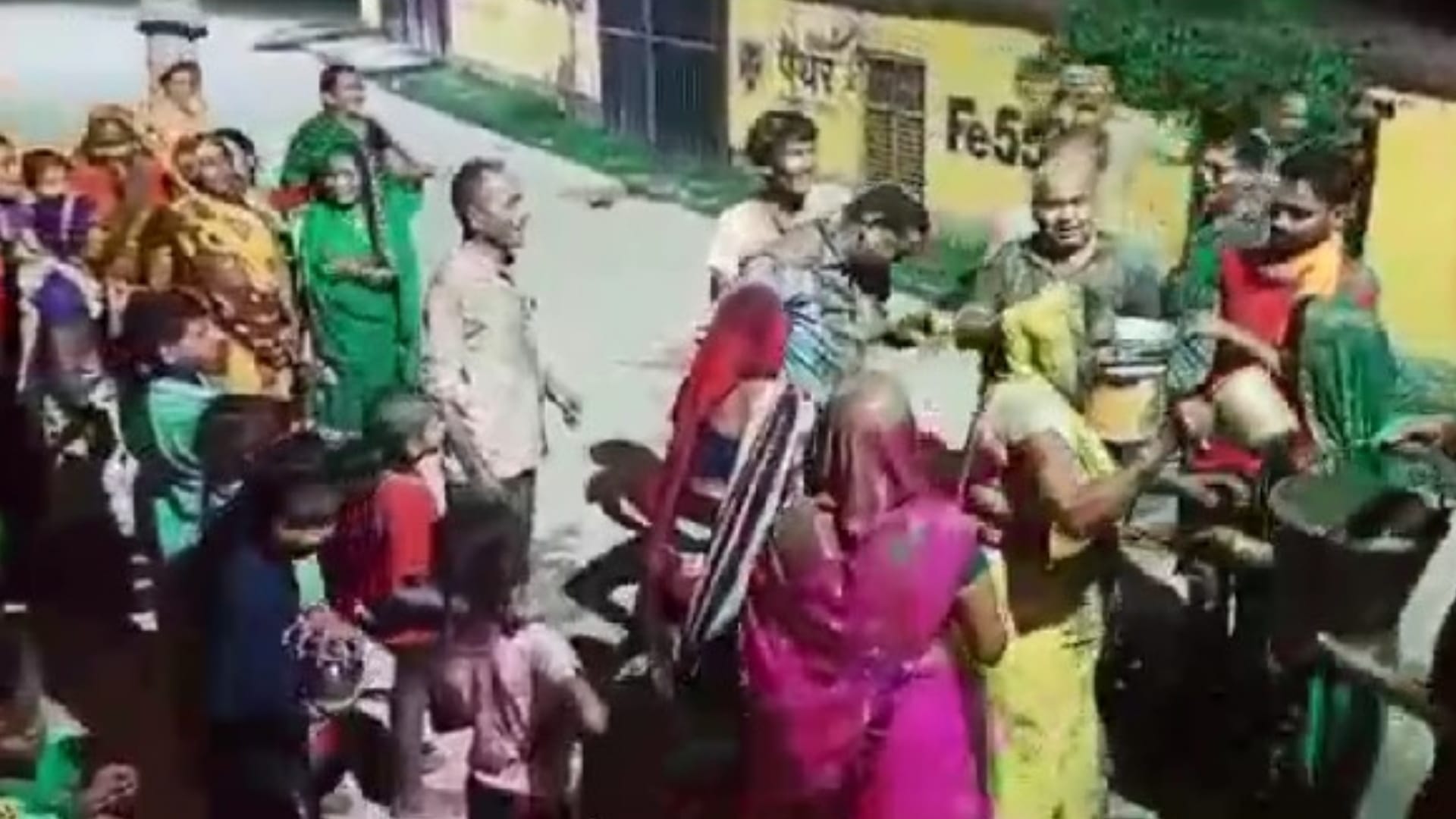 Women bathe Sadar MLA with mud to make it rain in maharajganj