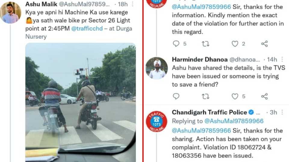 Chandigarh Traffic Police cut challan of policeman after tweet