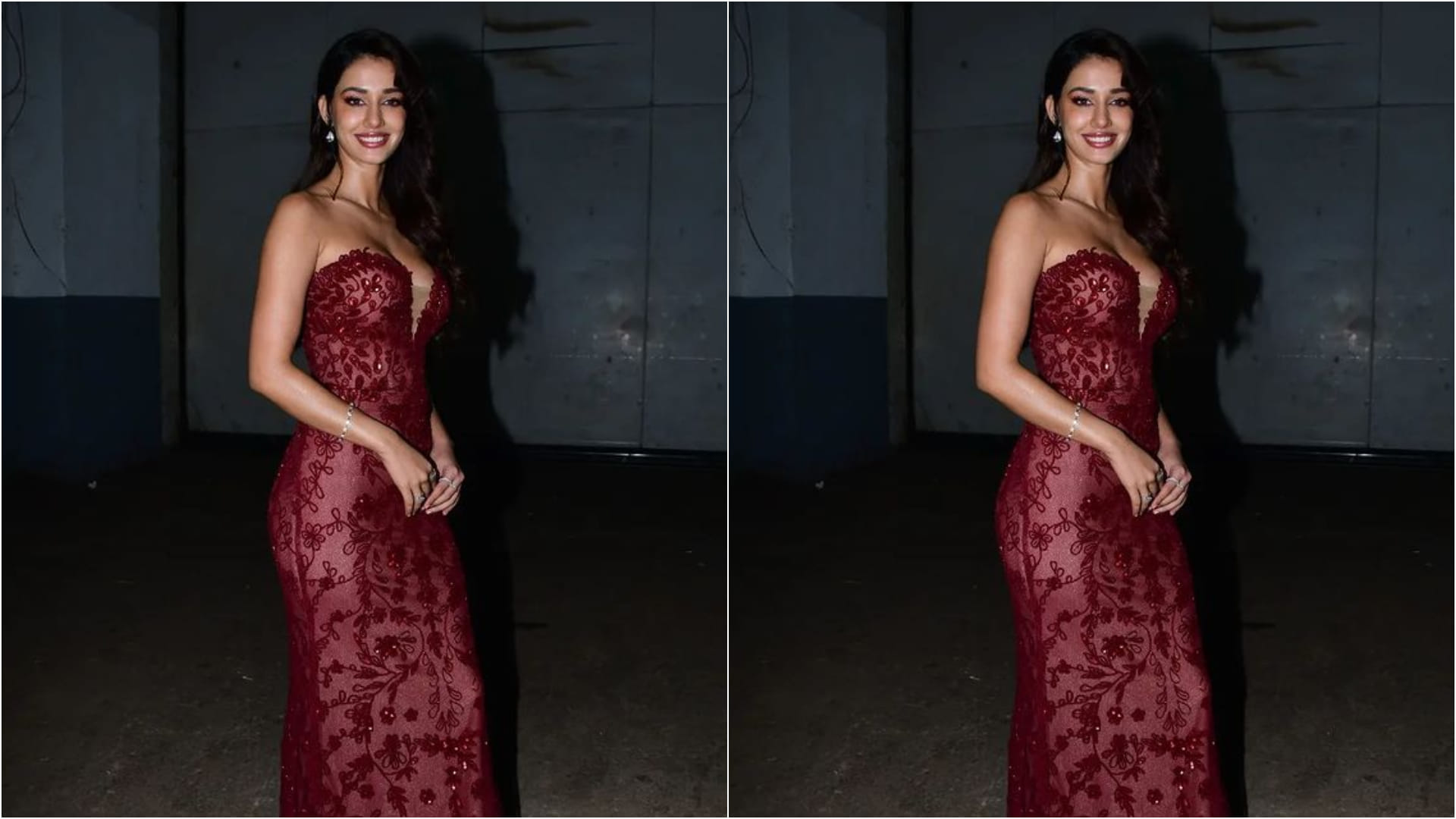 disha patani red and nude shade strapless gown for ek villain returns promotion look extremely gorgeous