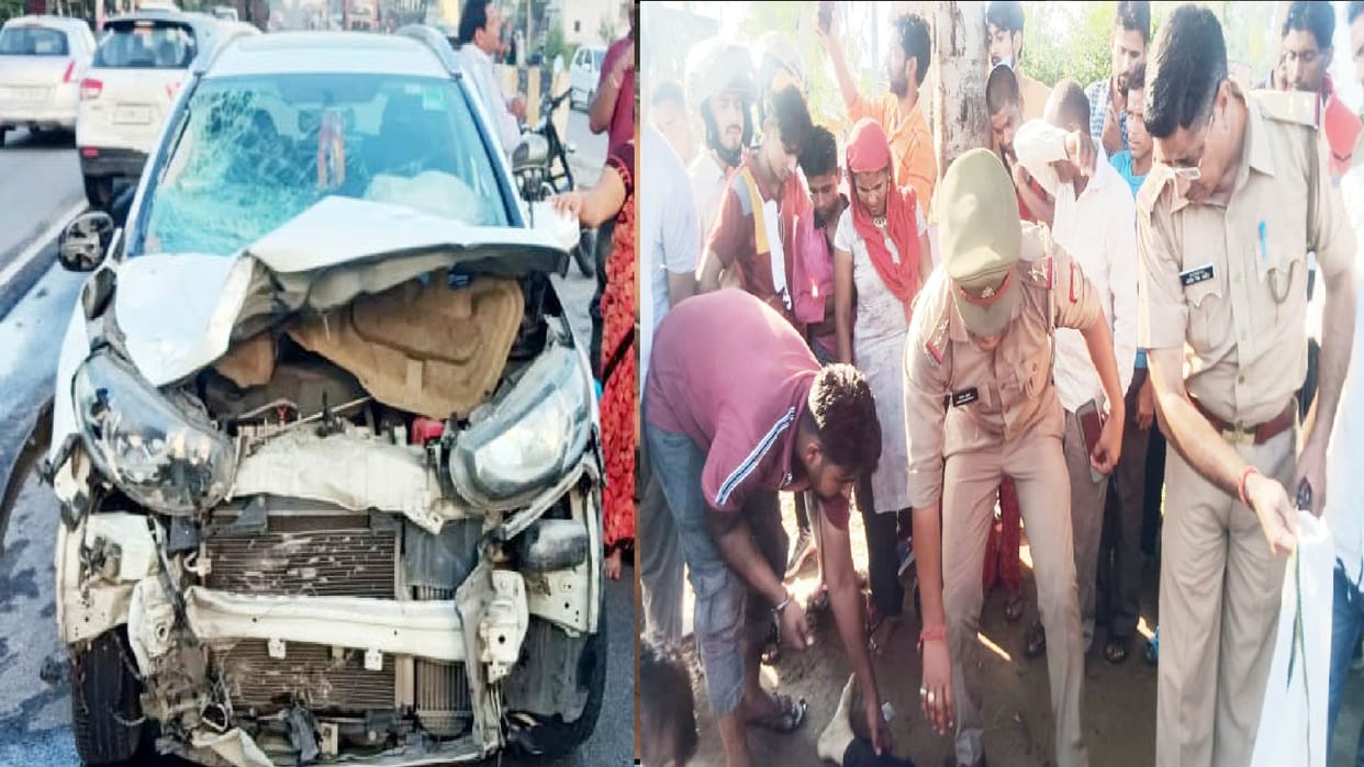 Car collided with bike in Garhmukteshwar couple and innocent son died