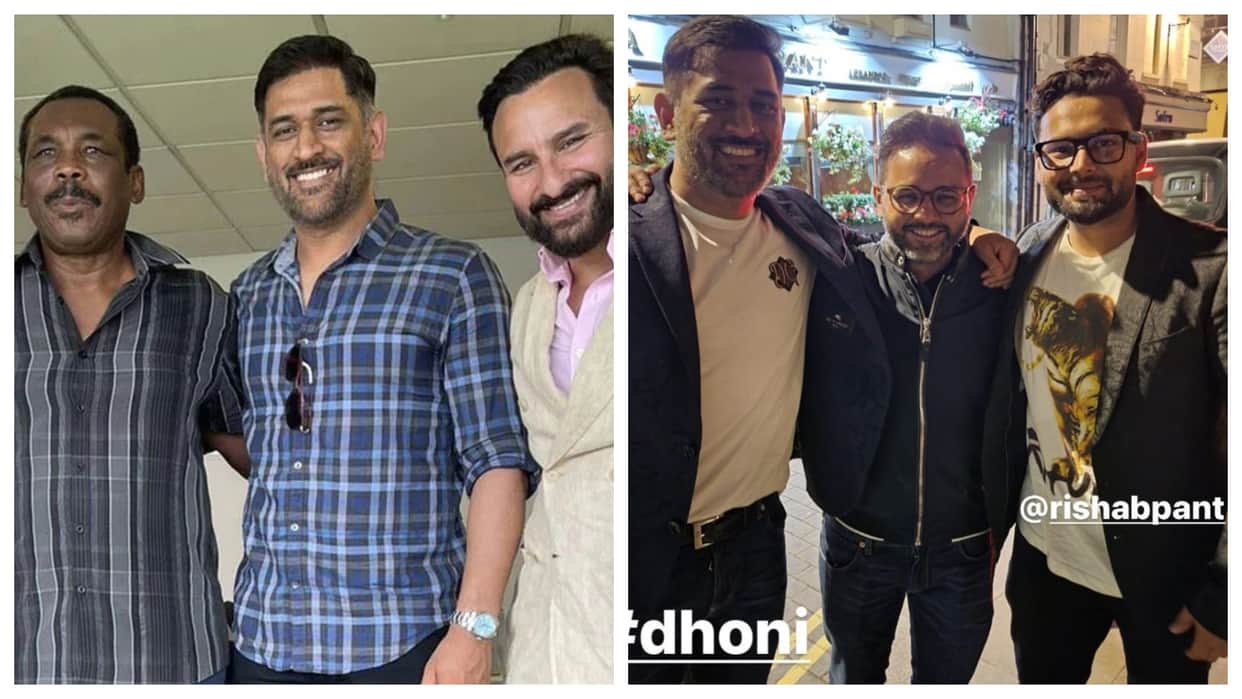 IND vs ENG MS Dhoni in oval to watch india vs england 1st odi seen with Saif Ali Khan Gordon Greenidge Rishabh Pant Kareena Kapoor son Taimur