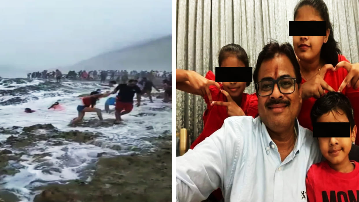On Camera Indian Man two Children and father Swept Away On Oman Beach