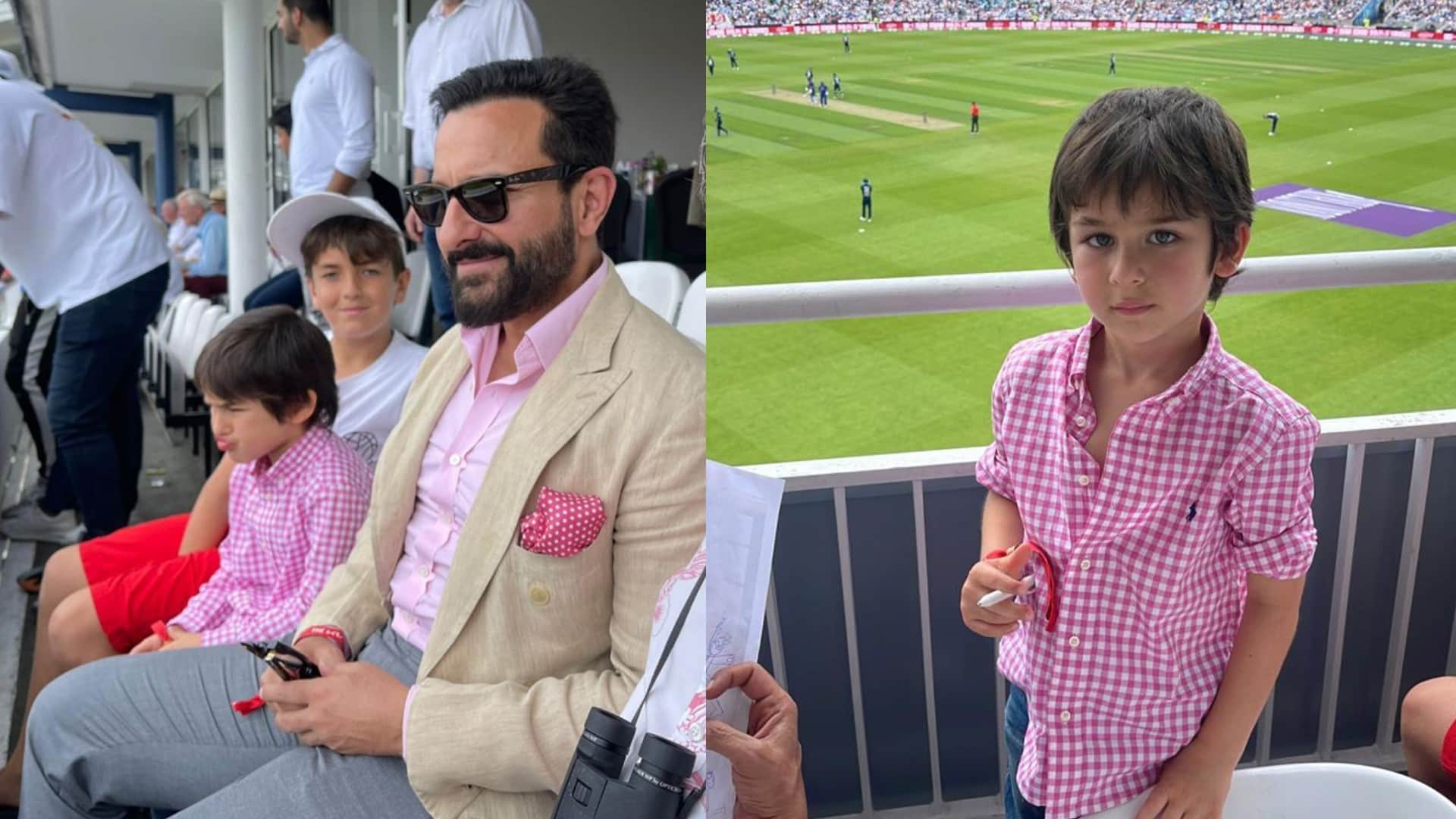 IND vs ENG MS Dhoni in oval to watch india vs england 1st odi seen with Saif Ali Khan Gordon Greenidge Rishabh Pant Kareena Kapoor son Taimur
