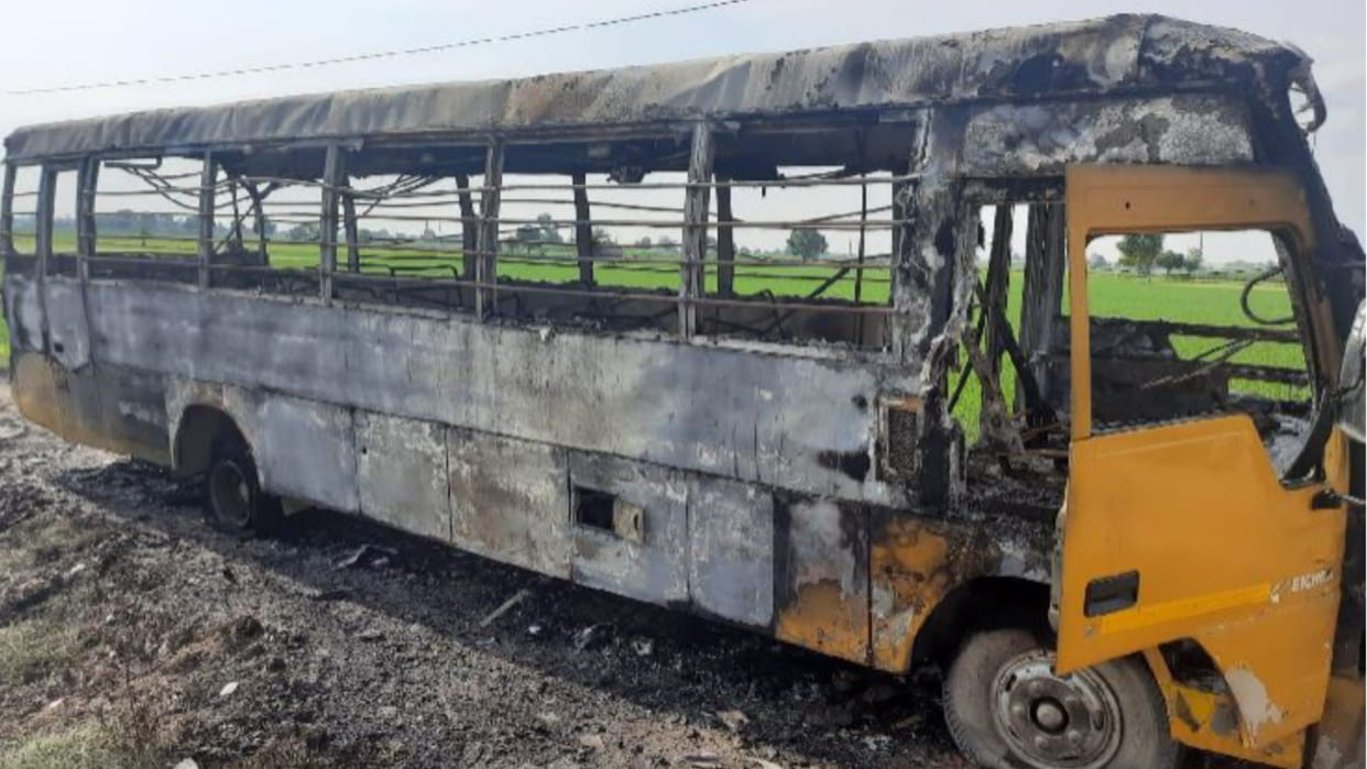Fire broke out in school bus in Panipat