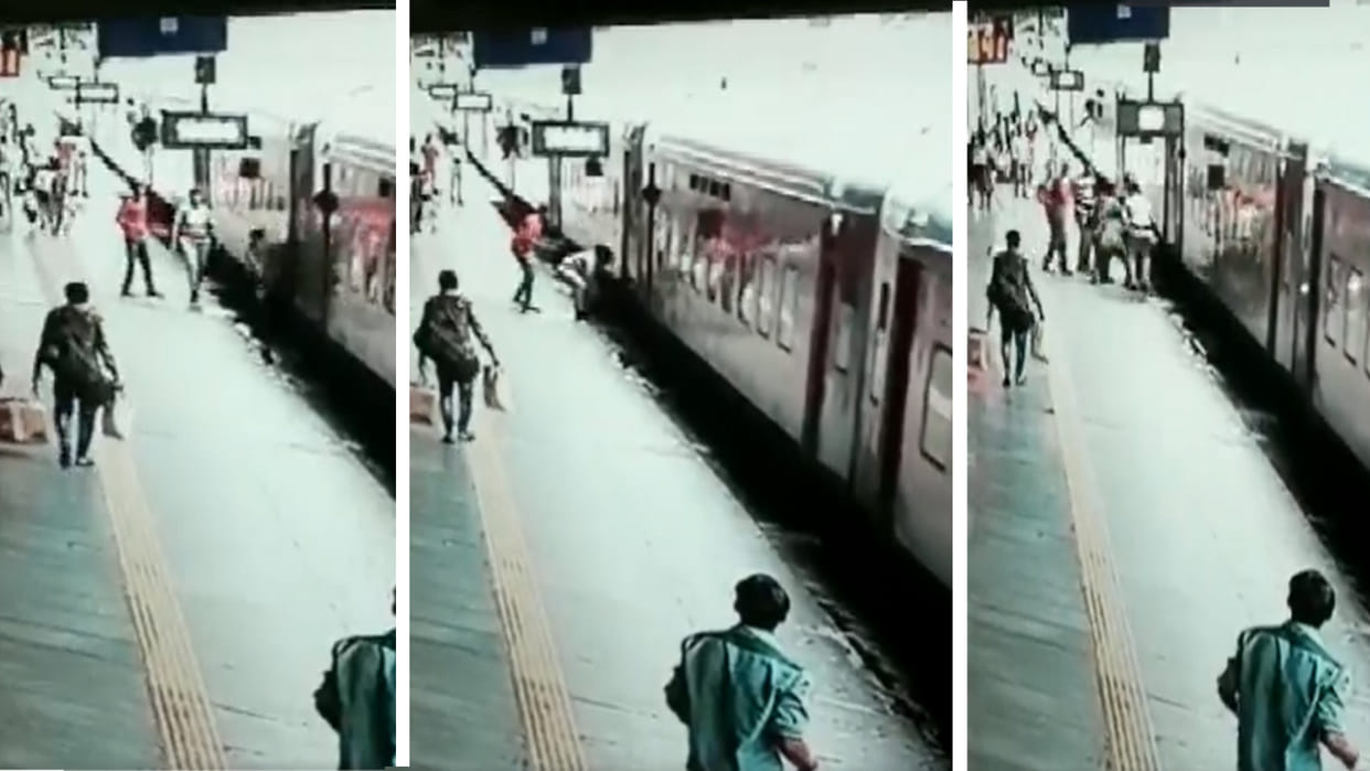 Woman constable saves life of a passenger who slipped while boarding a moving train Ahmedabad railway station