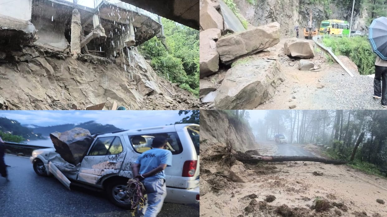 Himachal Weather Update: Heavy rainfall wreaked havoc in Himachal's Mandi, houses hung in landslides, many roads stalled