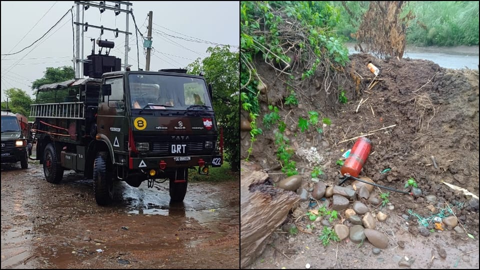 suspicious cylinder found in Akhnoor sector of Jammu security forces and Bomb Squad on spot