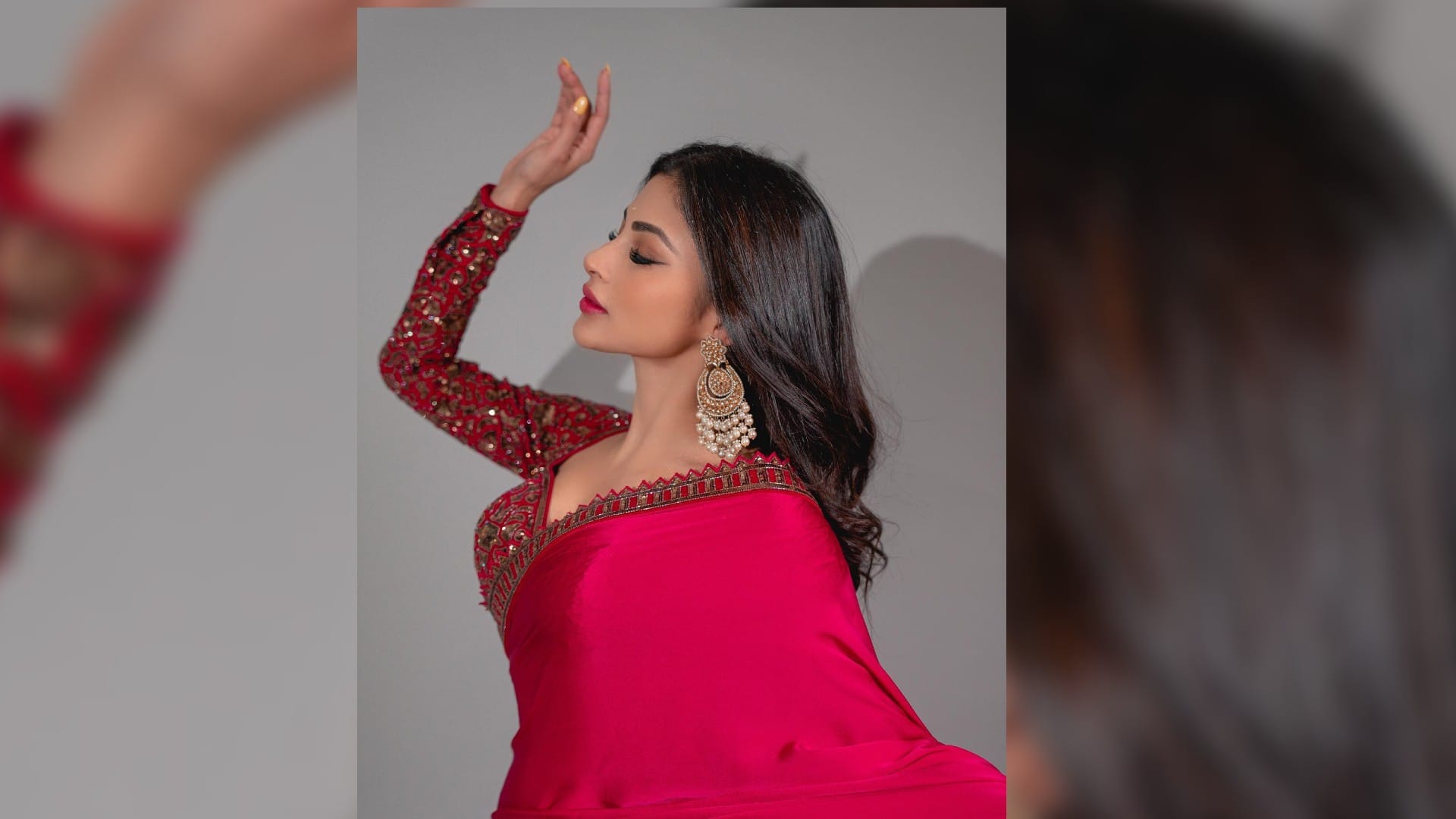 Mouni Roy Looks Gorgeous in Red Satin Saree Worth Rs 45500 See Latest Photos