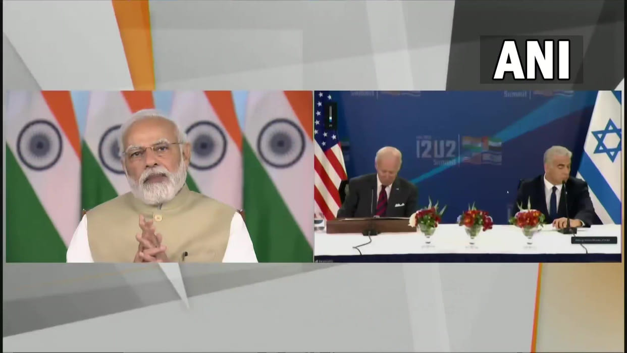 Prime Minister Narendra Modi US President Joe Biden Israel PM Yair Lapid at the First Leaders Meeting of the I2U2 Group Joint Statement Latest News Update