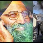 रिपुदमन सिंह मलिक की फाइल फोटो और जलती कार।