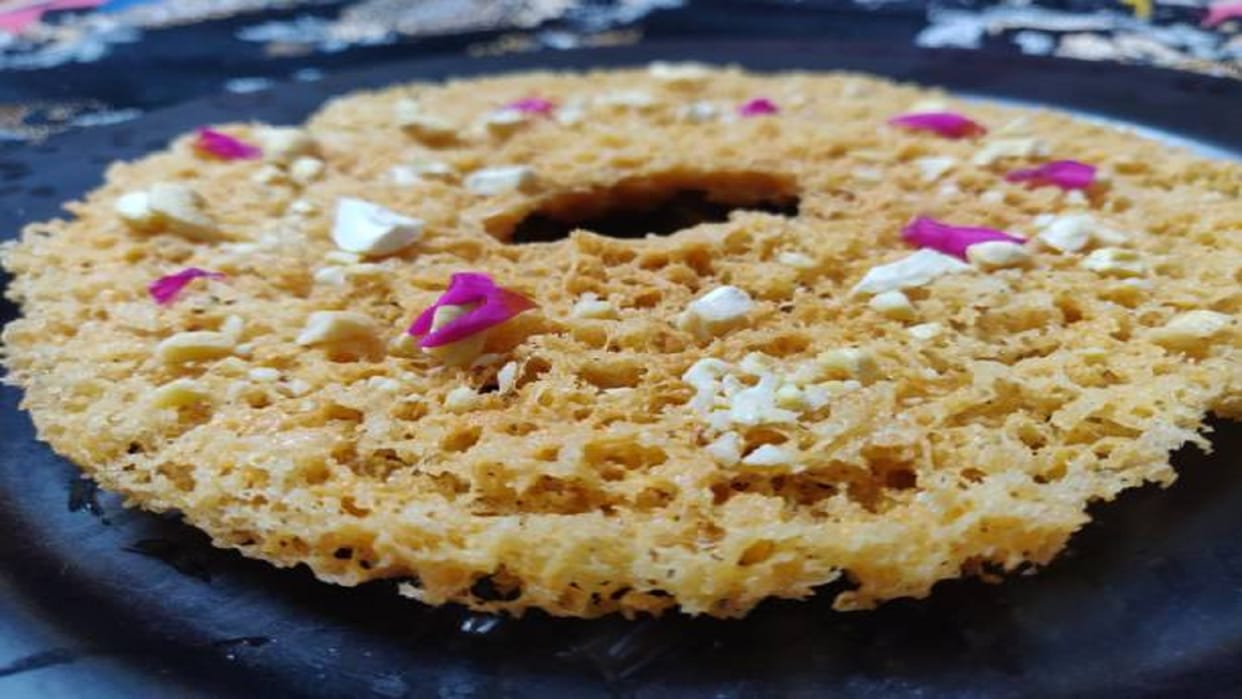 Ghevar Recipe How To Make Ghevar At Home Step By Step In Hindi