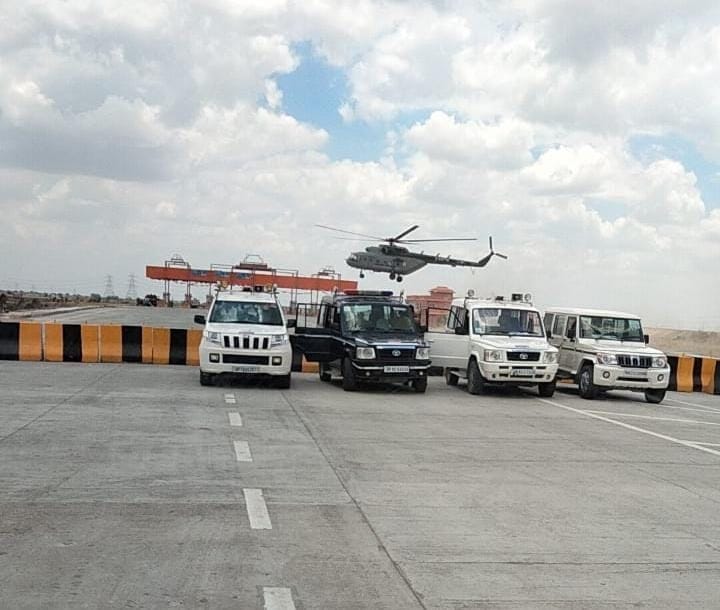 Helicopter landing rehearsal on expressway, PM's rally on 16