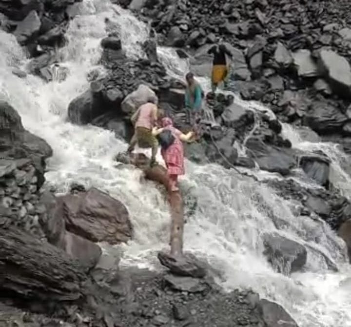 Increased water level of Pranghala drain, 50 meters of road book