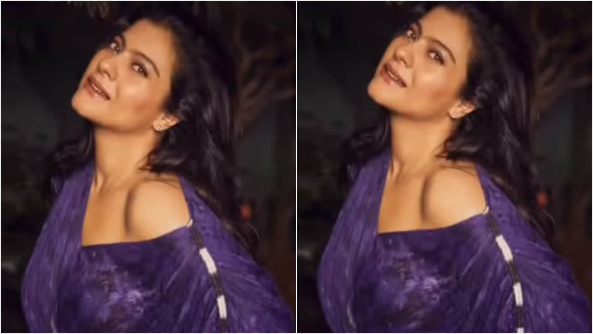Actress Kajol Looks Stunning In Purple Dhoti Style Dress For Her New Photoshoot