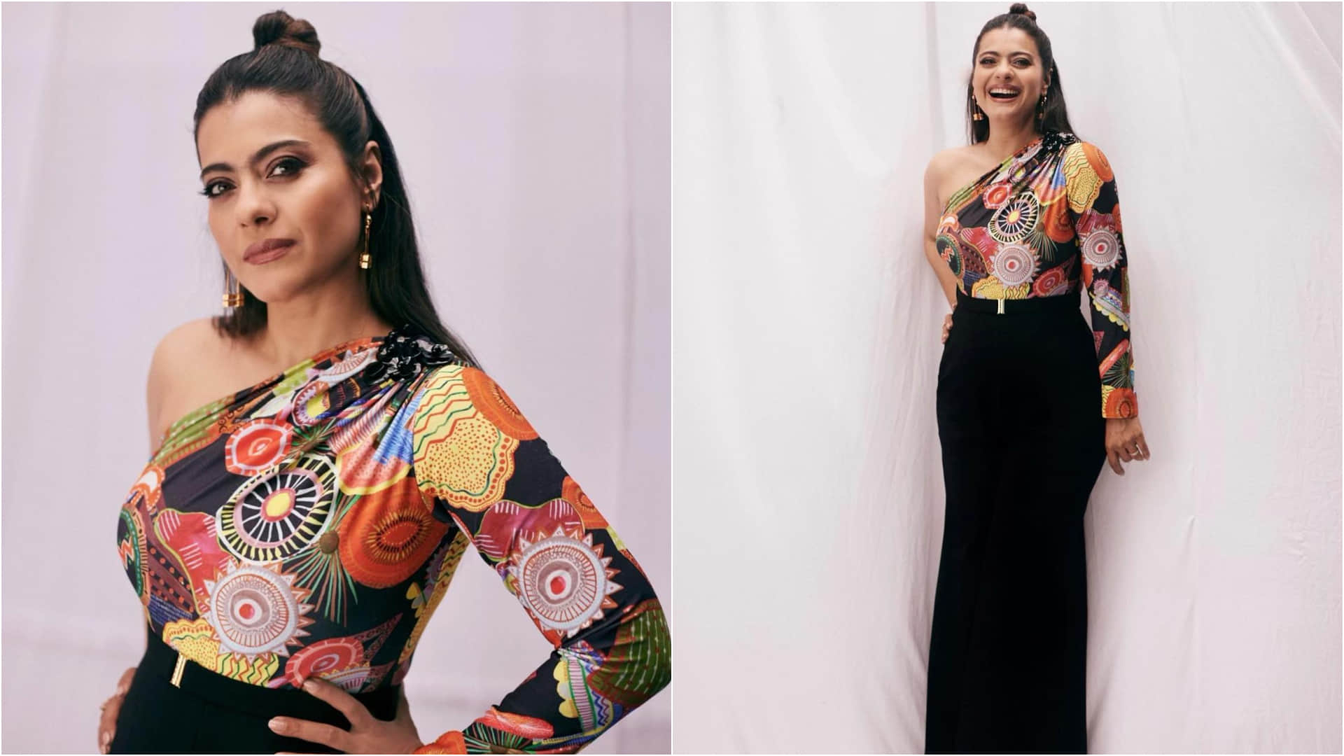 Actress Kajol Looks Stunning In Purple Dhoti Style Dress For Her New Photoshoot