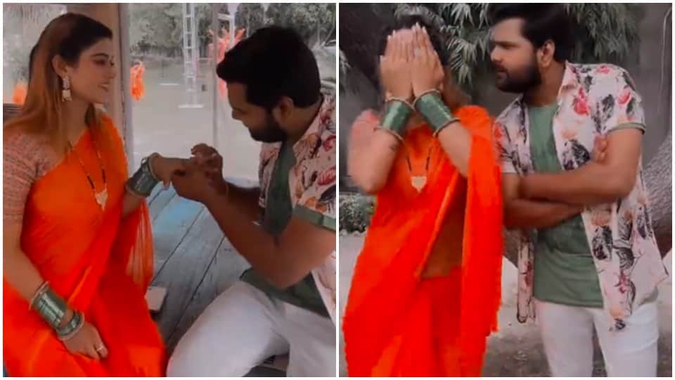 bhojpuri singer samar singh wore a ring to akanksha dubey see actress reaction