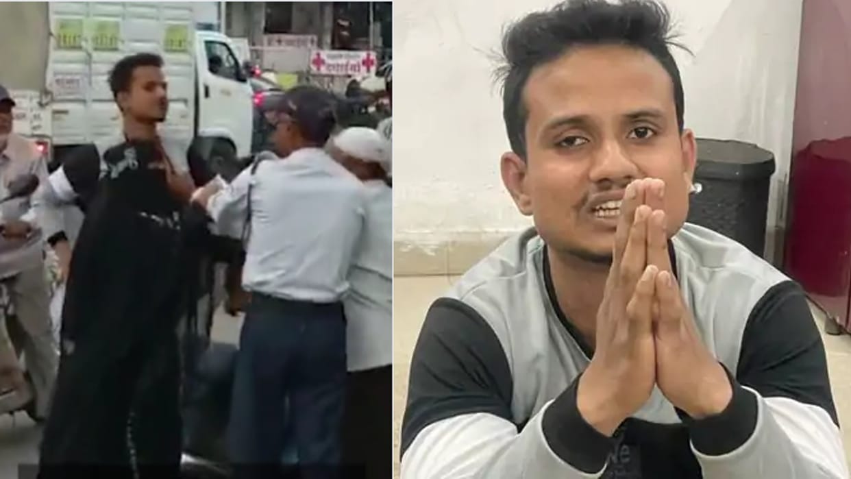In Indore, a girl wearing a burqa beat up a traffic policeman, clashes over stopping her from driving wrong