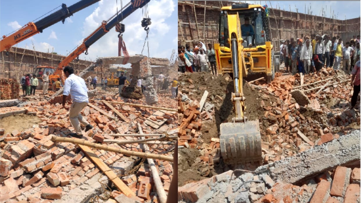 Under construction Warehouse wall collapses In alipur of delhi Many laborers died after being buried in rubble