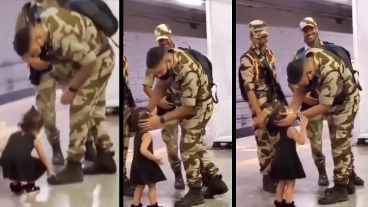 Baby Girl Touches Army Soldier Feet Video , Social Media Reaction