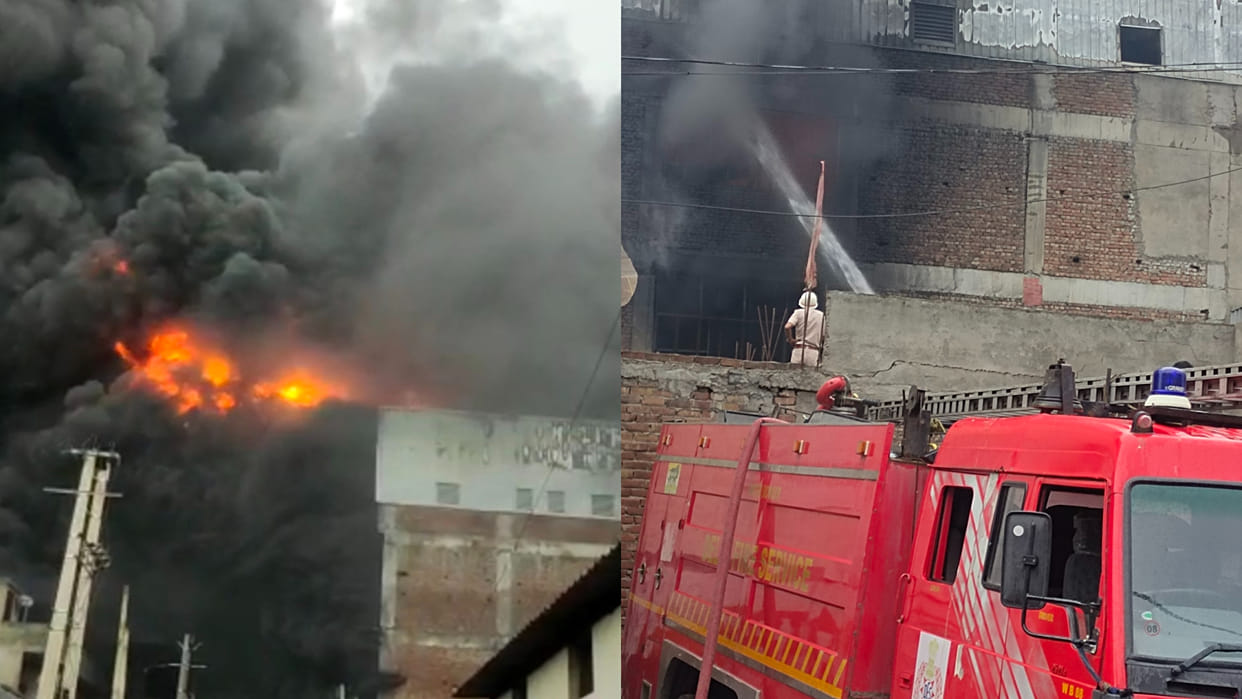 Massive fire broke out in footwear factory in Bahadurgarh