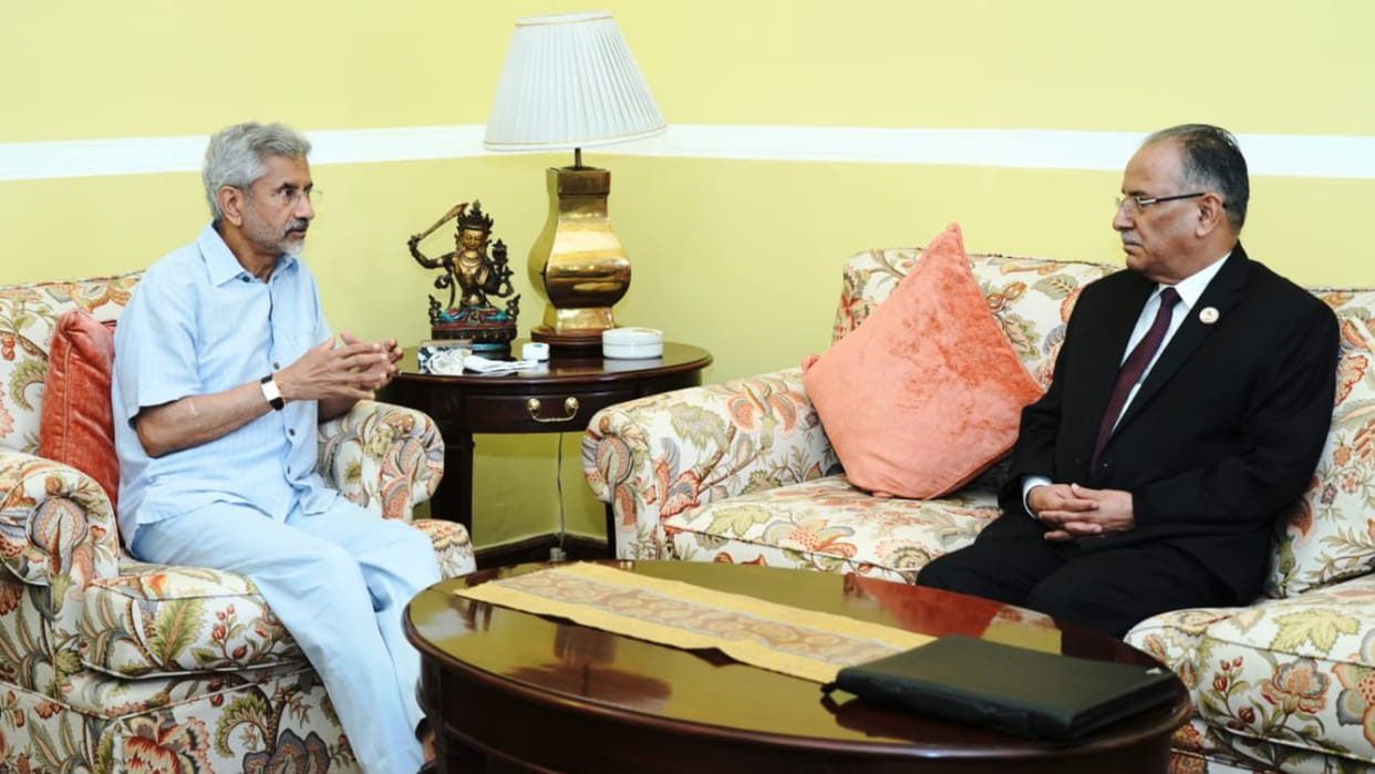 Former Nepal PM Pushpa Kamal Dahal on three-day visit to India eam S Jaishankar welcome