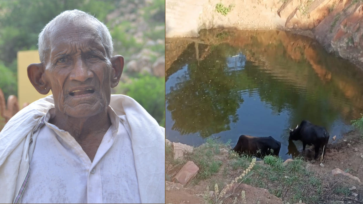 Kalluram of Haryana made a pond by cutting stones on a hill of 4 thousand feet high in 50 years